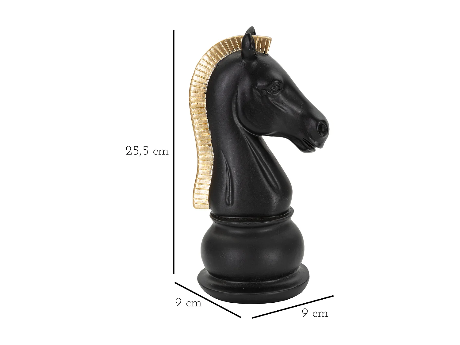 Pièce d'Échec en Résine "Cavalier" 19cm Noir