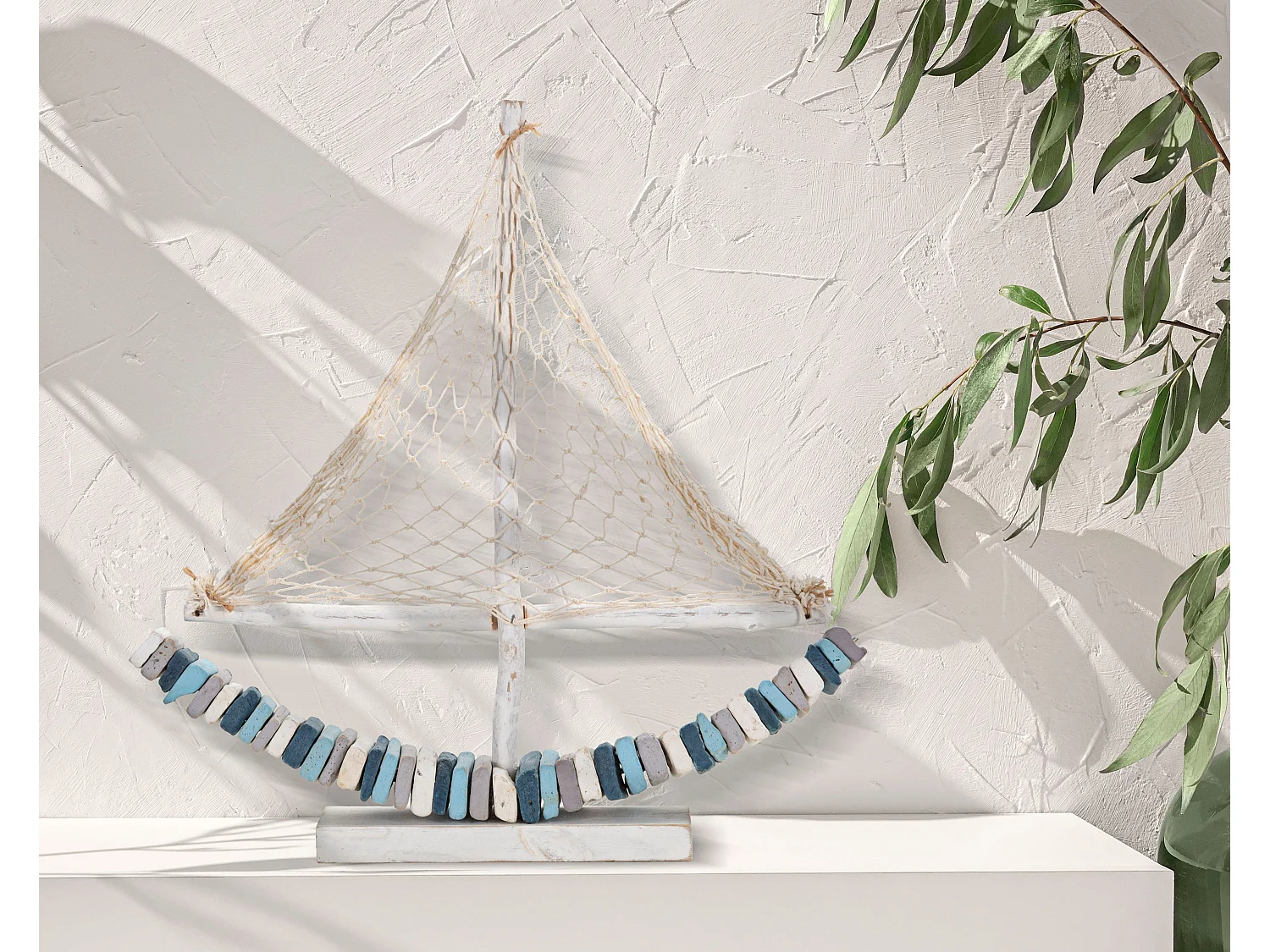Bateau Voilier Déco en Bois "Tanoak" 45cm Multicolore
