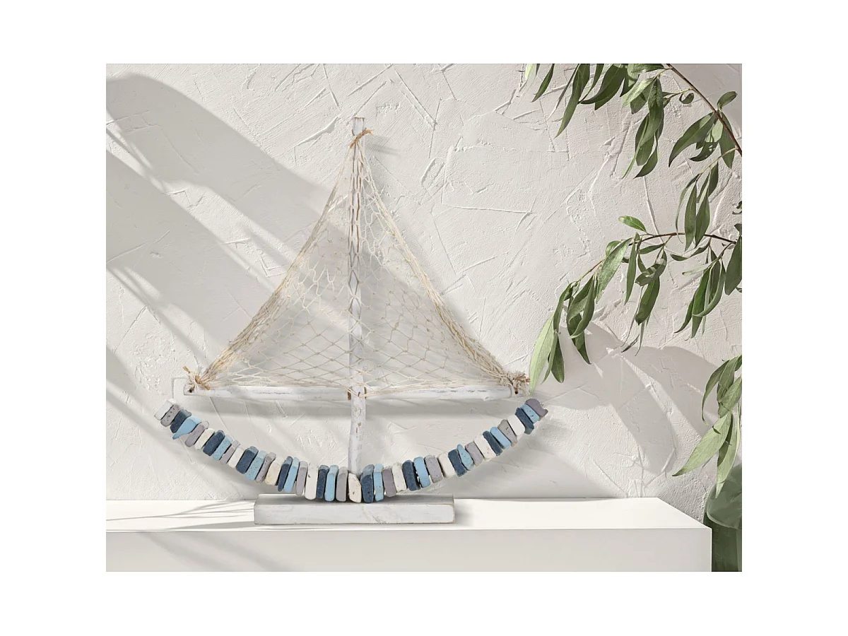 Bateau Voilier Déco en Bois "Tanoak" 45cm Multicolore