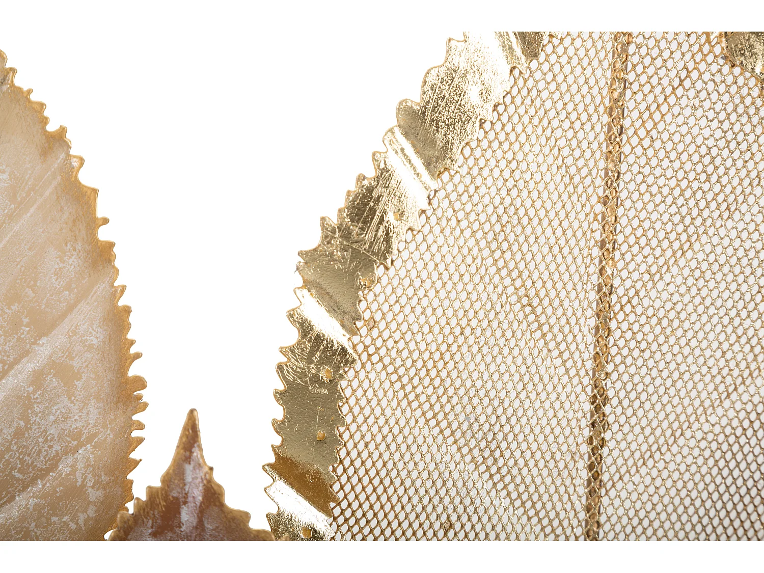 Scultura foglie in metallo multicolore con base cm 48,3x7,6x50