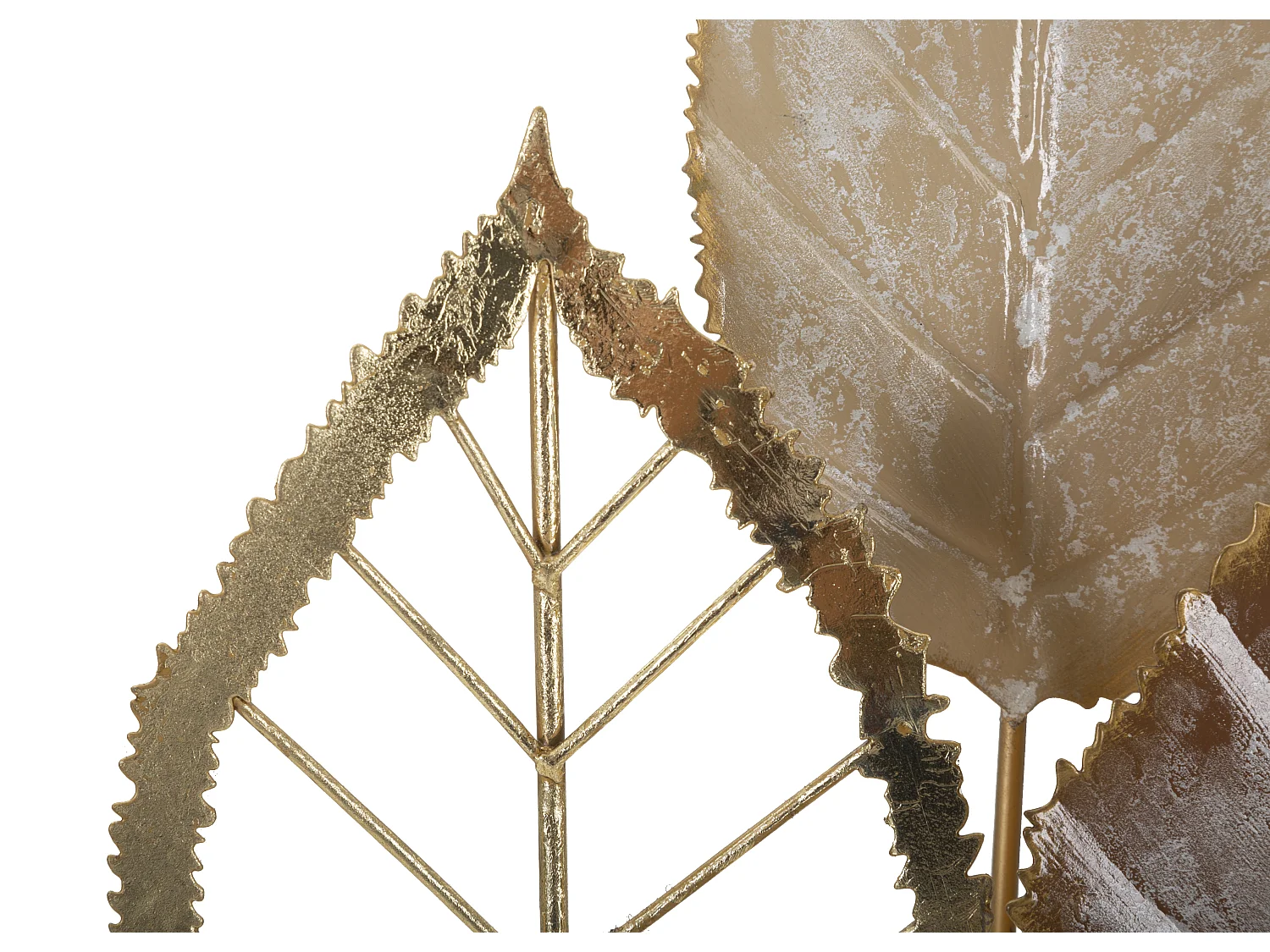 Scultura foglie in metallo multicolore con base cm 48,3x7,6x50