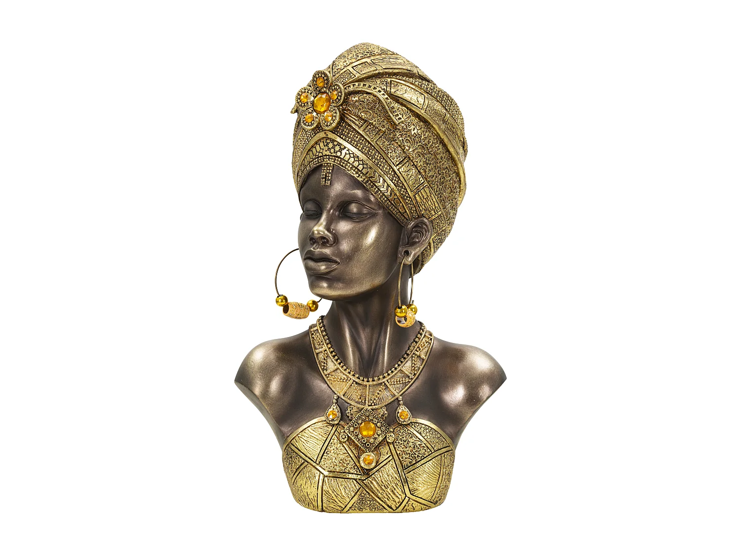 Busto di donna in resina dorata cm 21x15x34