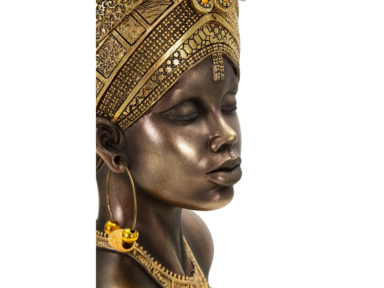 Busto di donna in resina dorata cm 21x15x34