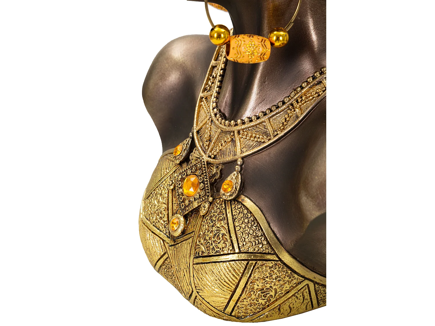 Busto di donna in resina dorata cm 21x15x34