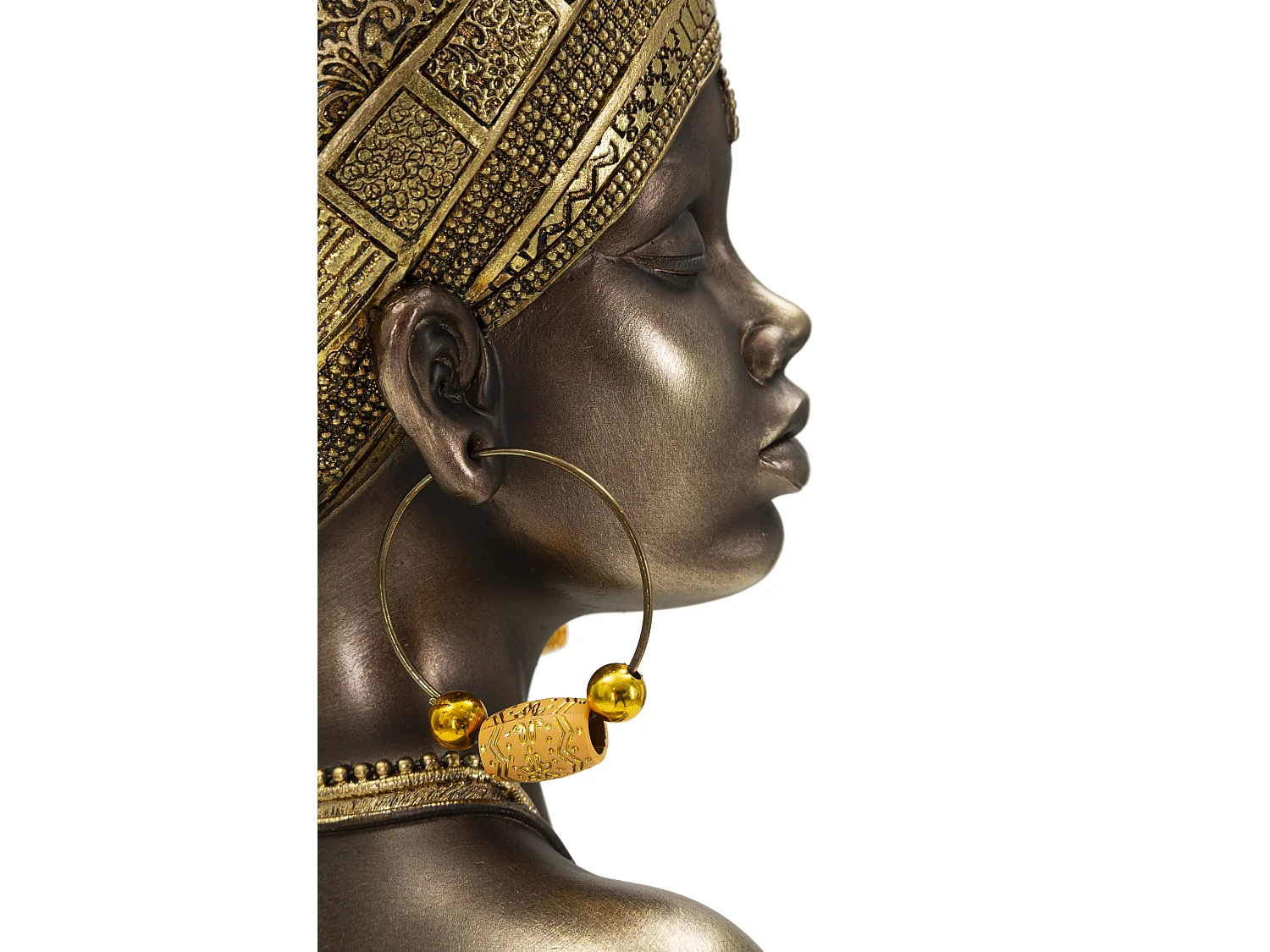 Busto di donna in resina dorata cm 21x15x34