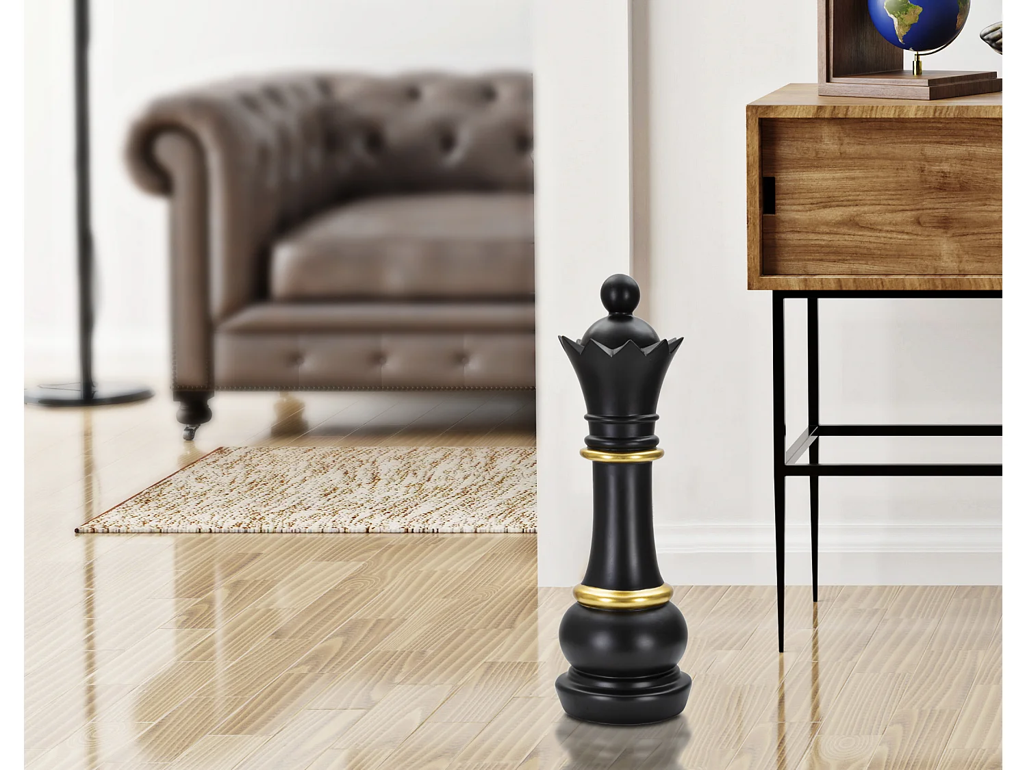 Pièce d'Échec Déco en Résine "Reine" 50cm Noir