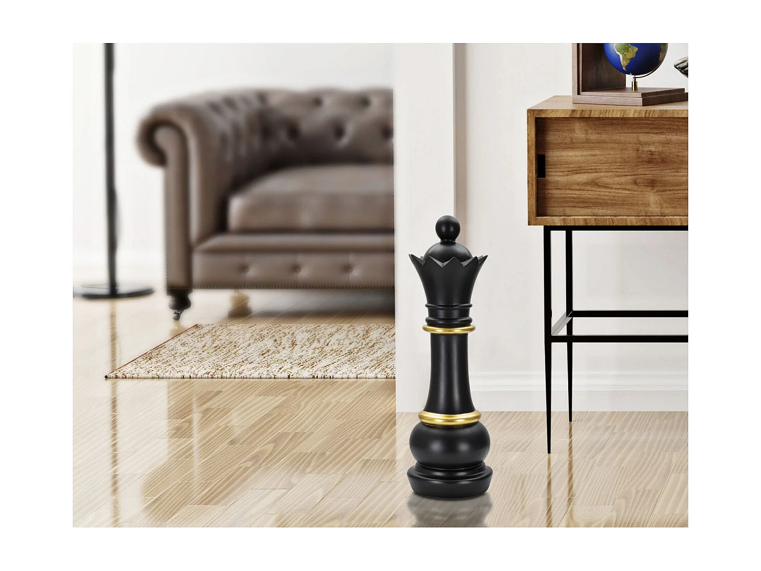 Pièce d'Échec Déco en Résine "Reine" 50cm Noir