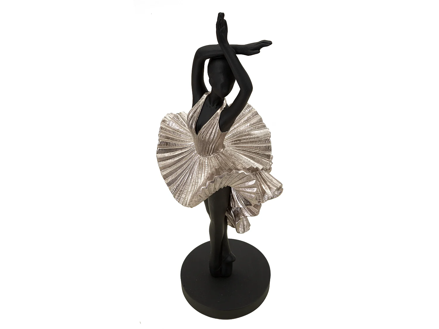Statuetta di ballerina in resina argentata cm 17x14x43