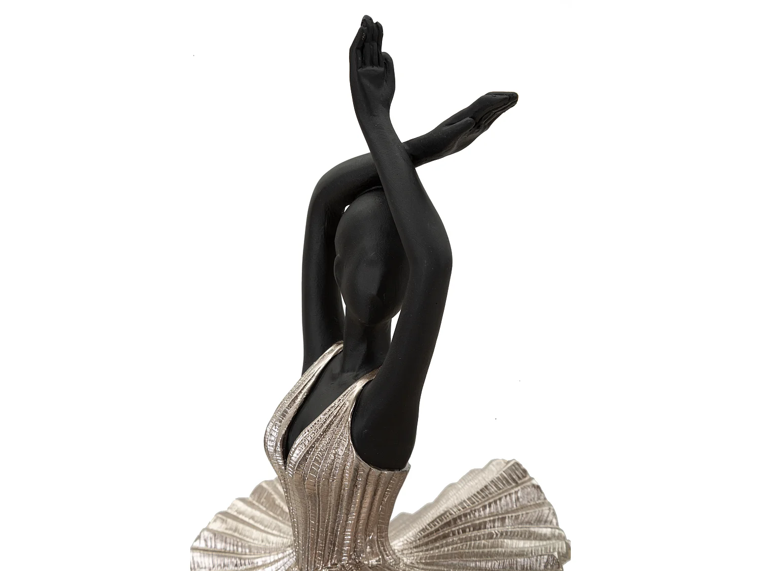 Statuetta di ballerina in resina argentata cm 17x14x43
