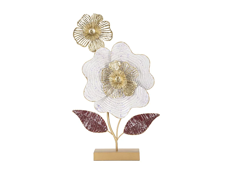 Sculpture de fleurs en métal multicolore avec base cm 35,5x9x59