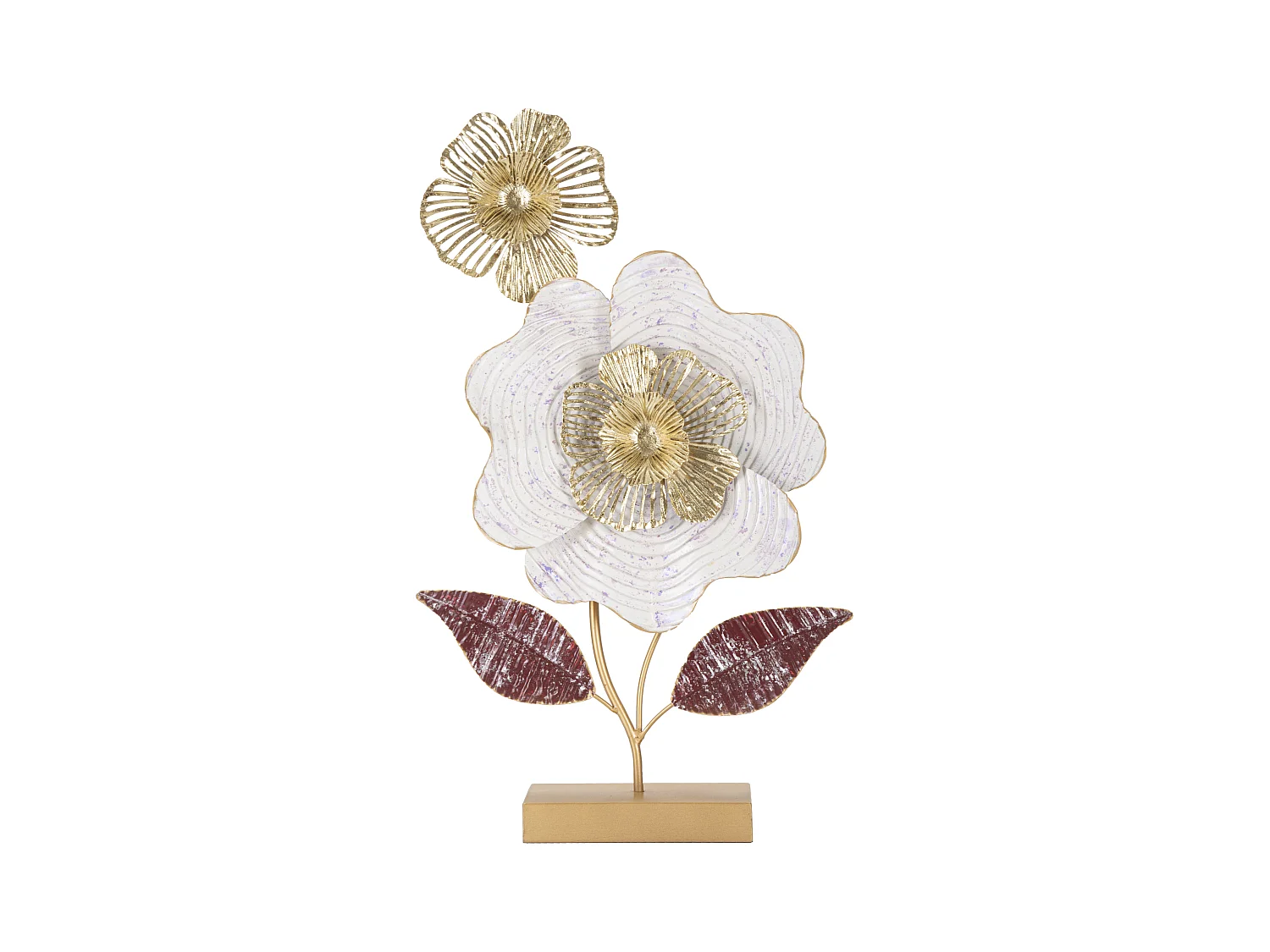Scultura fiori in metallo multicolore con base cm 35,5x9x59
