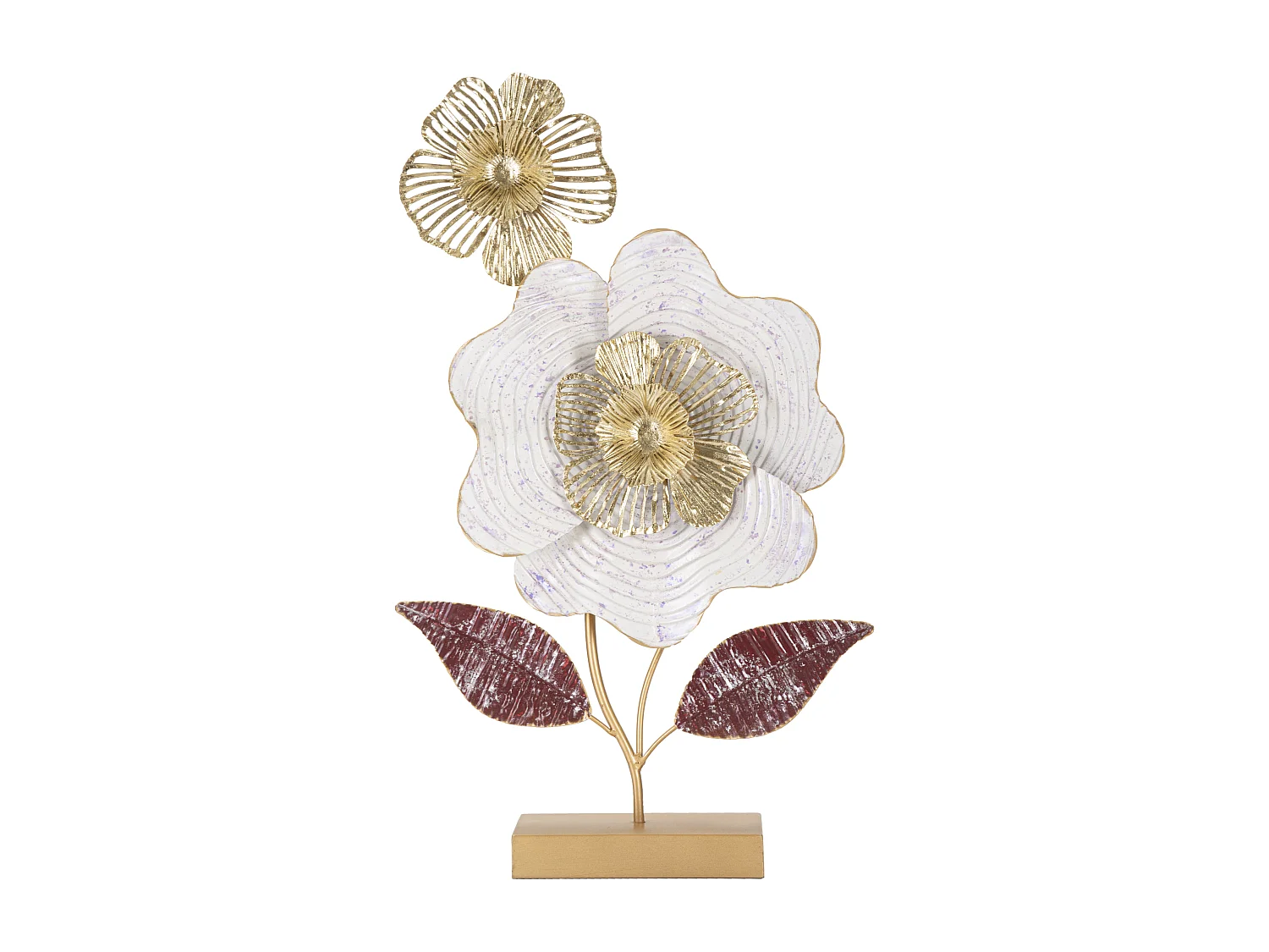 Scultura fiori in metallo multicolore con base cm 35,5x9x59