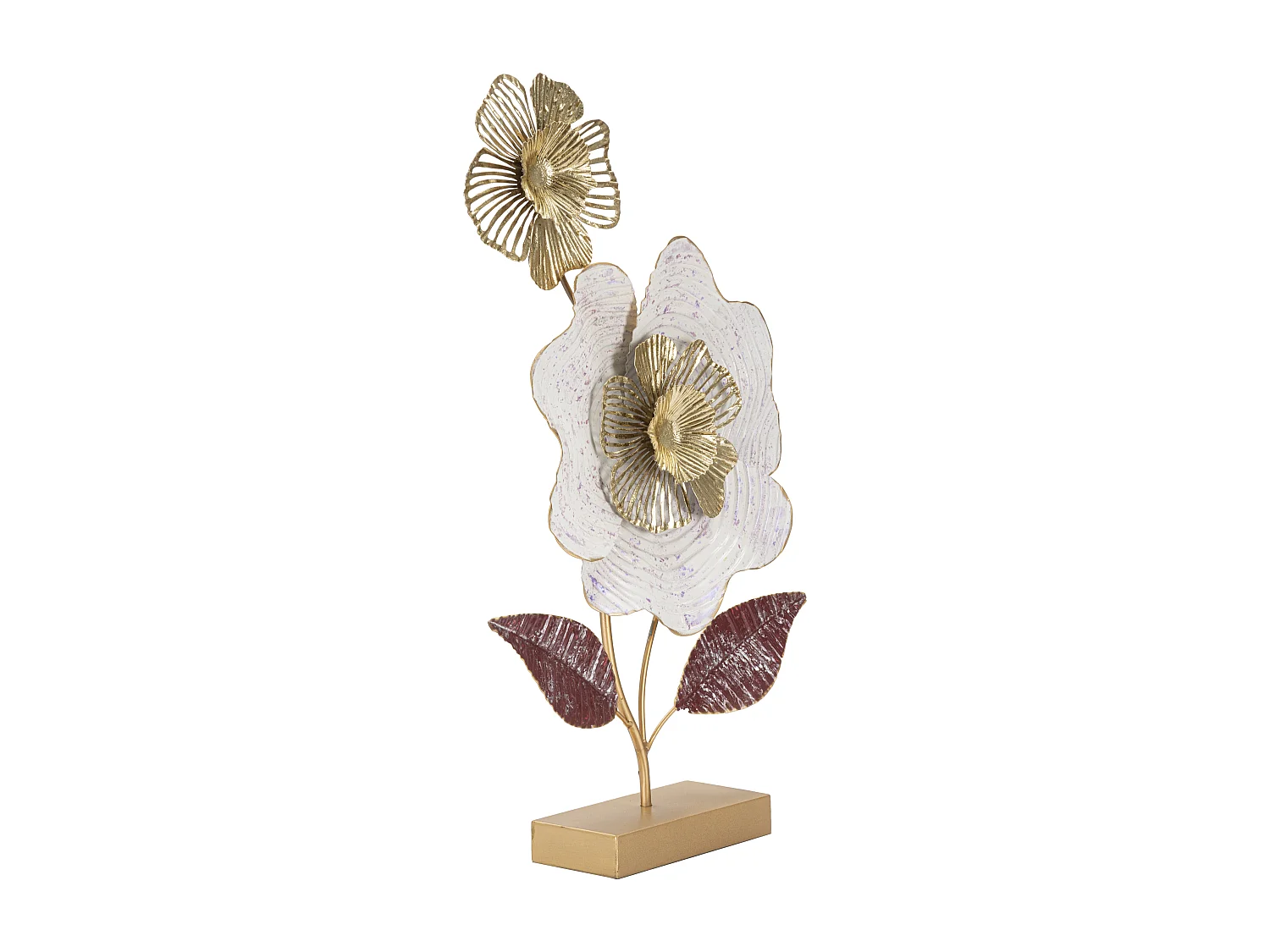 Scultura fiori in metallo multicolore con base cm 35,5x9x59
