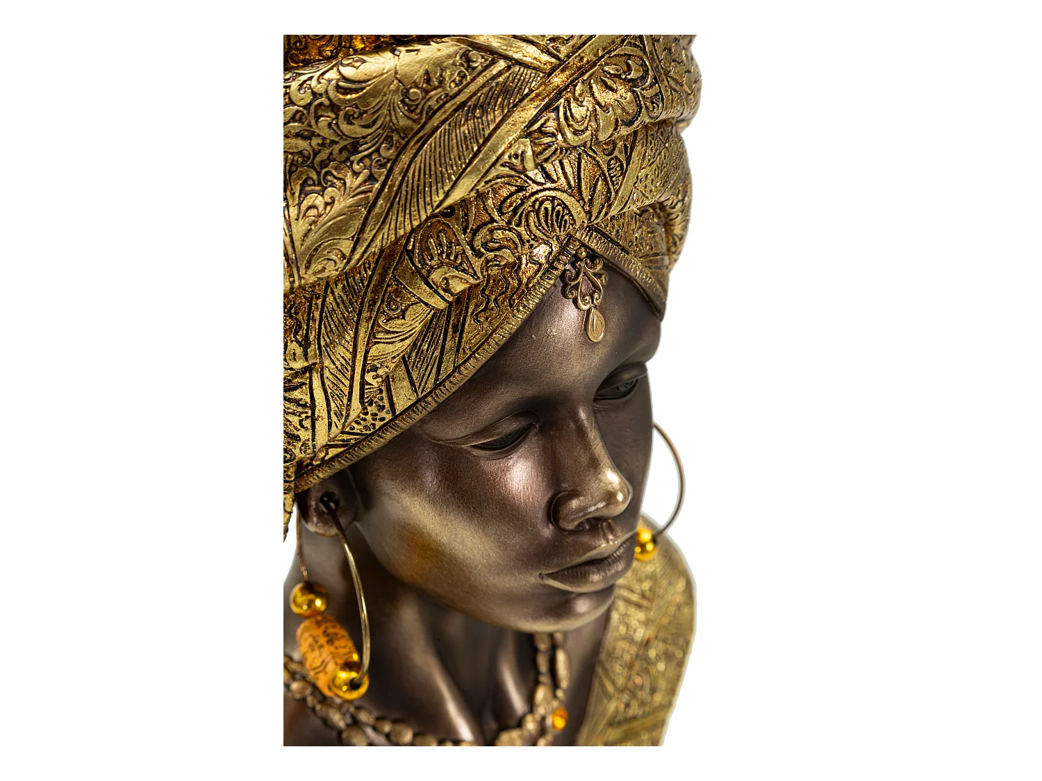 Buste Femme Africaine en Résine "Nairobi" 38cm Or