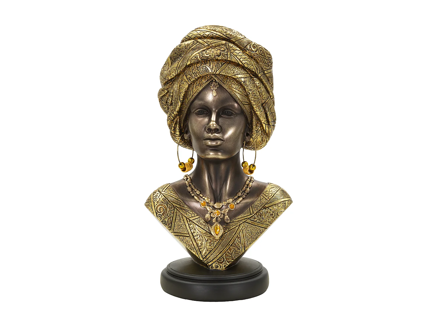 Buste Femme Africaine en Résine "Nairobi" 38cm Or