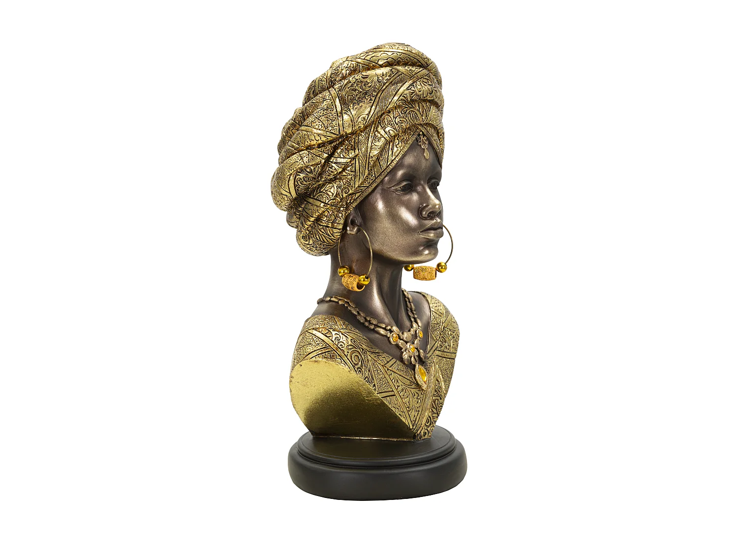 Buste Femme Africaine en Résine "Nairobi" 38cm Or