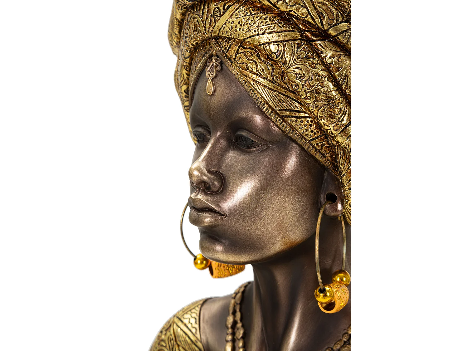 Buste Femme Africaine en Résine "Nairobi" 38cm Or