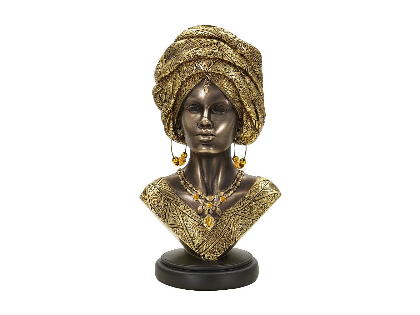 Buste Femme Africaine en Résine "Nairobi" 38cm Or