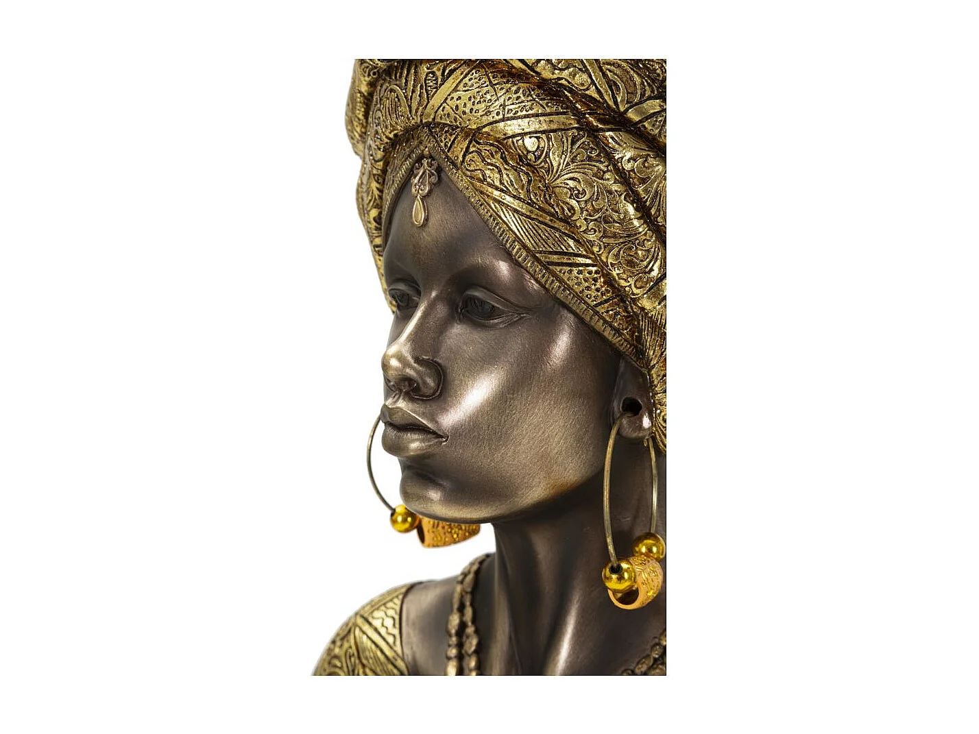 Buste Femme Africaine en Résine "Nairobi" 38cm Or