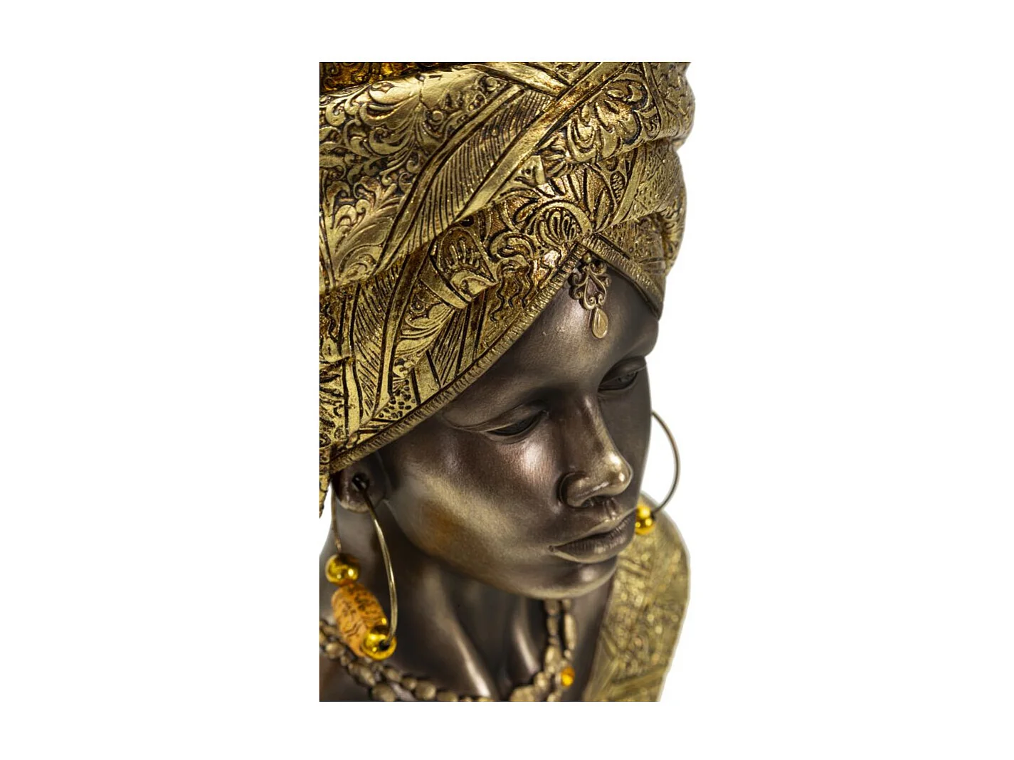 Buste Femme Africaine en Résine "Nairobi" 38cm Or