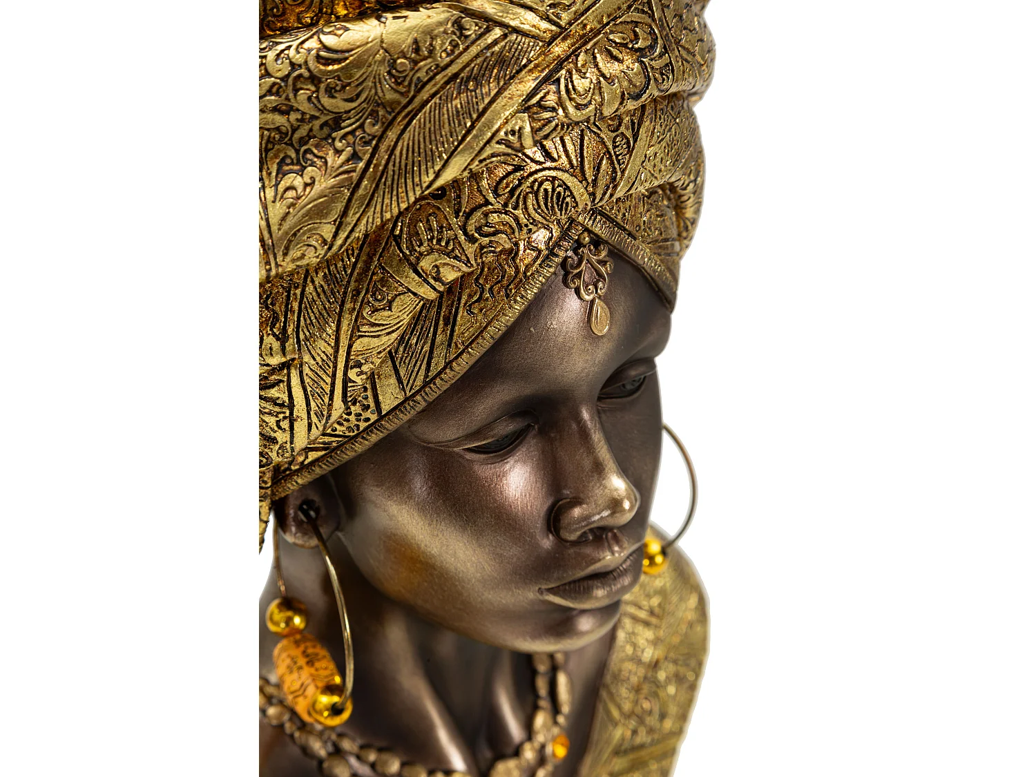 Buste Femme Africaine en Résine "Nairobi" 38cm Or