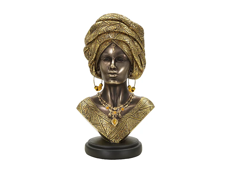 Buste Femme Africaine en Résine "Nairobi" 38cm Or