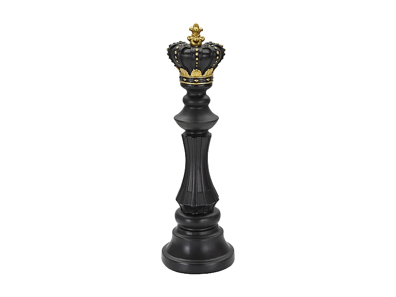 Pièce d'Échec Déco en Résine "Roi Couronne" 40cm Noir