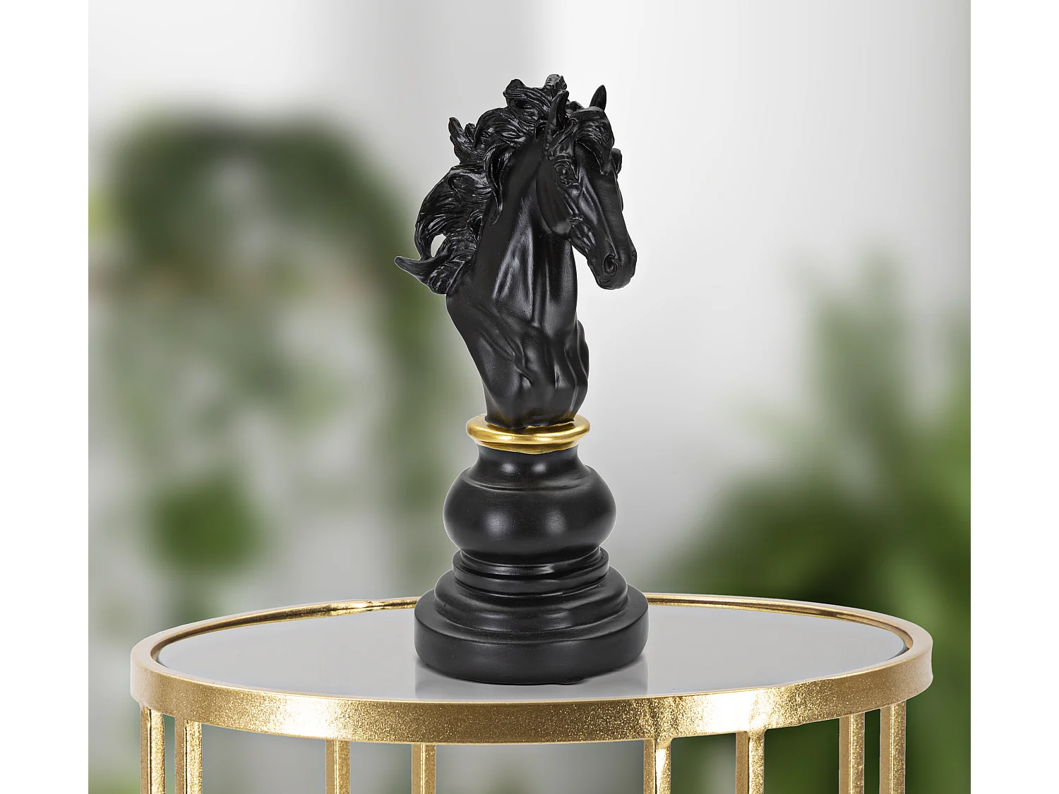 Pièce d'Échec Déco en Résine "Cavalier" 27cm Noir