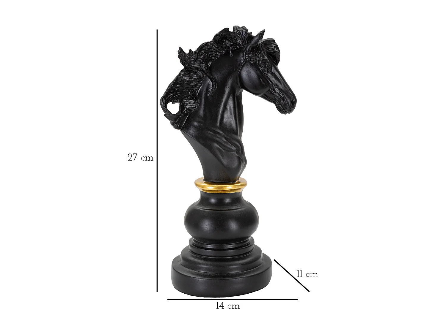 Pièce d'Échec Déco en Résine "Cavalier" 27cm Noir