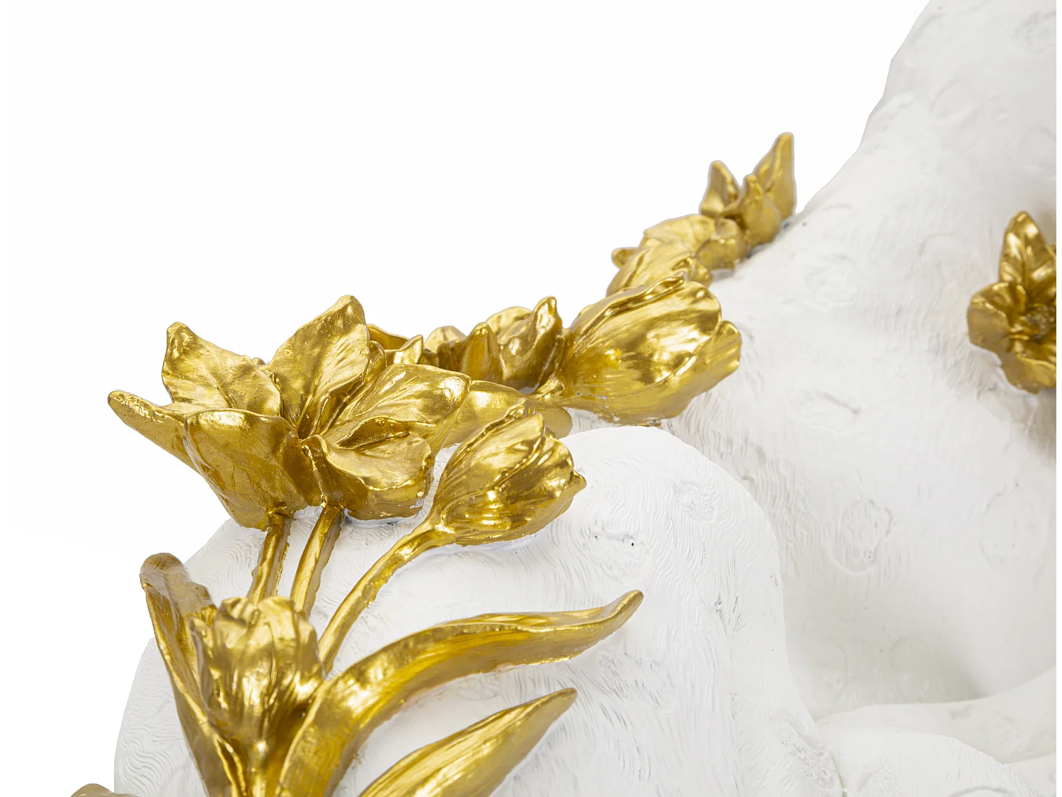 Statue Déco en Résine "Léopard Couché" 53cm Blanc