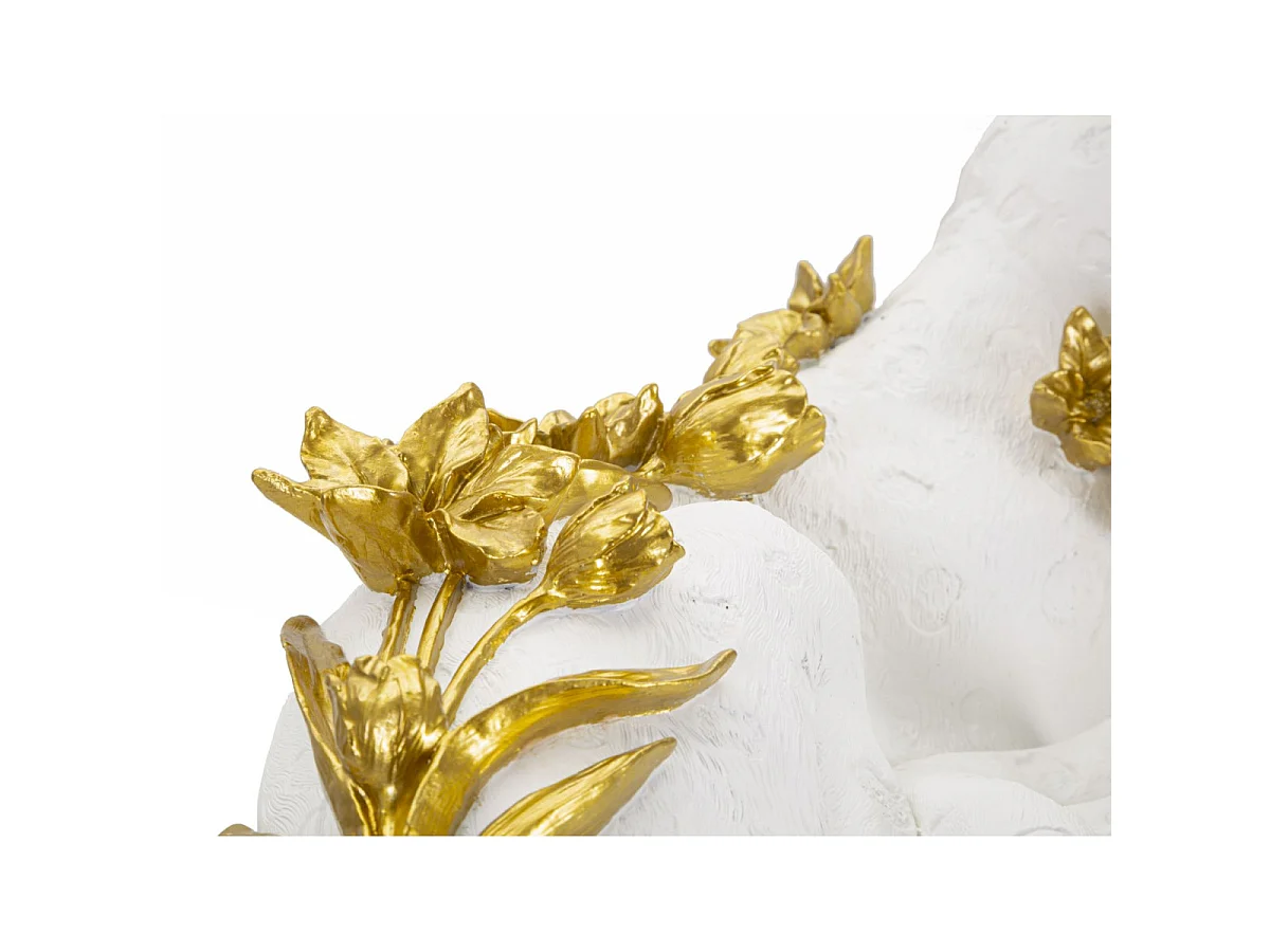 Statue Déco en Résine "Léopard Couché" 53cm Blanc