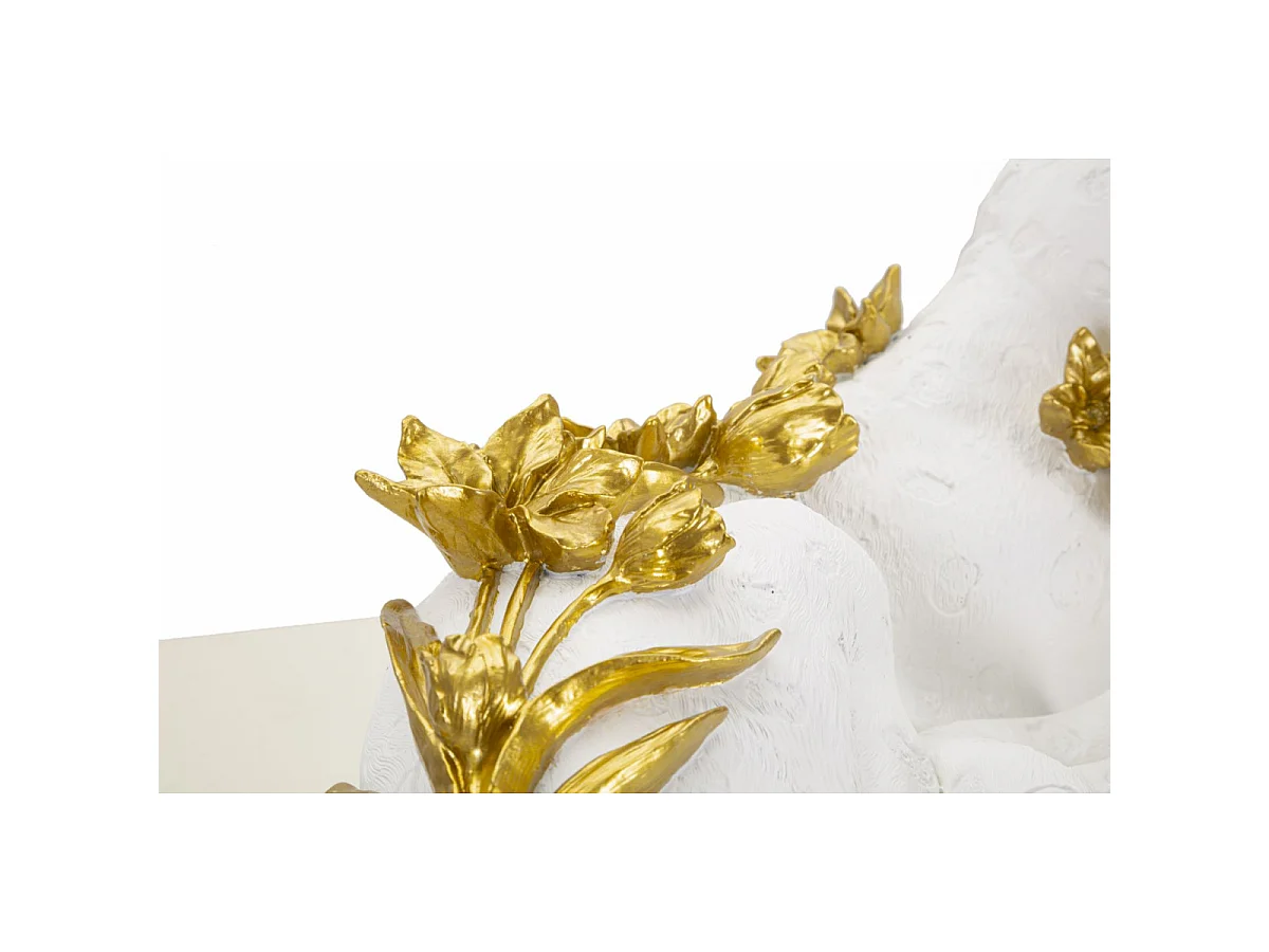 Statue Déco en Résine "Léopard Couché" 53cm Blanc