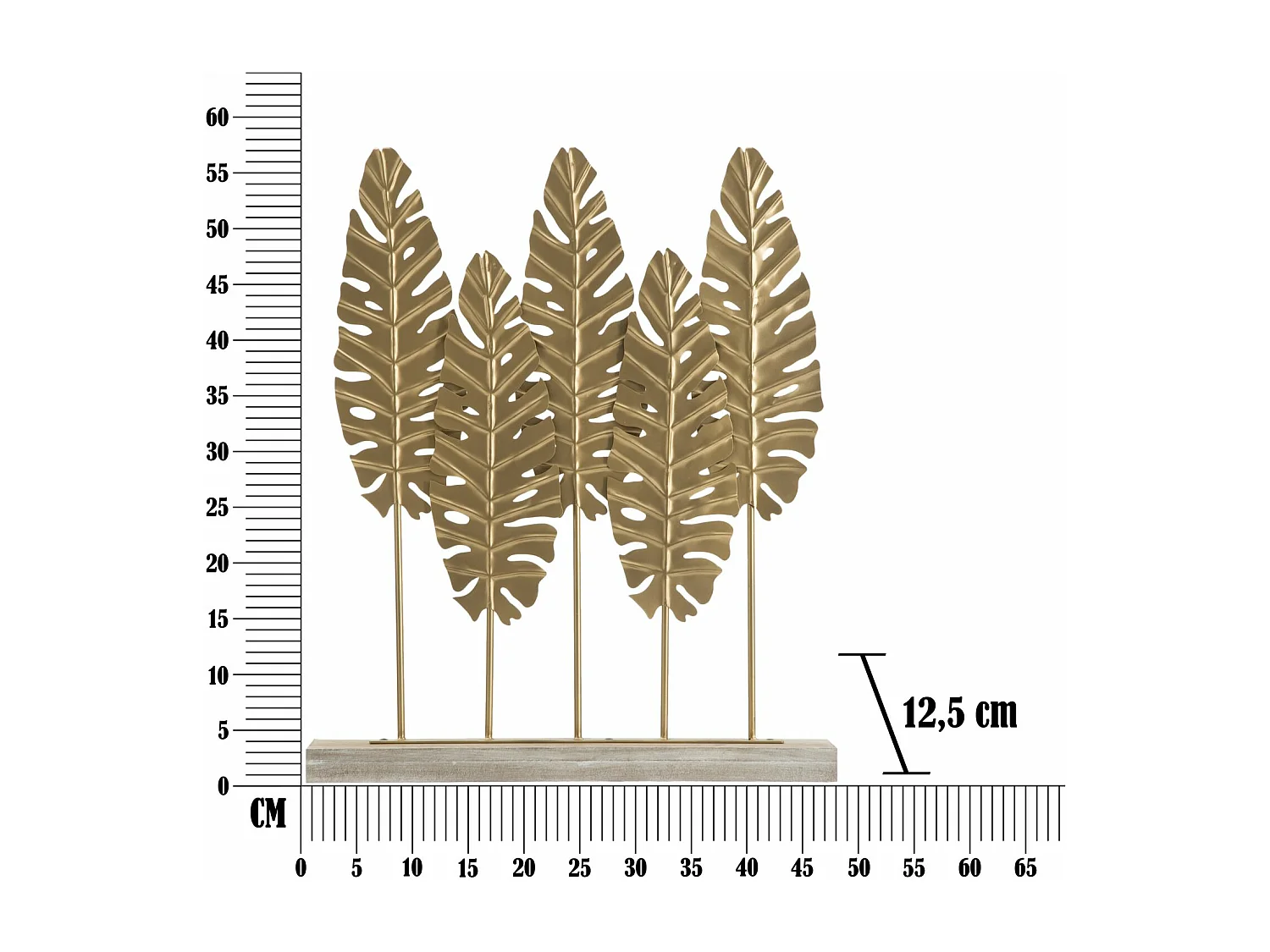 Scultura in metallo dorata con base cm 47x10x57,5