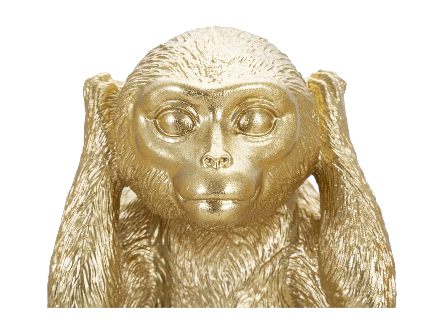 Set de 3 Singes - "Je ne Vois, Je ne Entends, Je ne Parle Pas", 13x14x19,5 cm, Doré