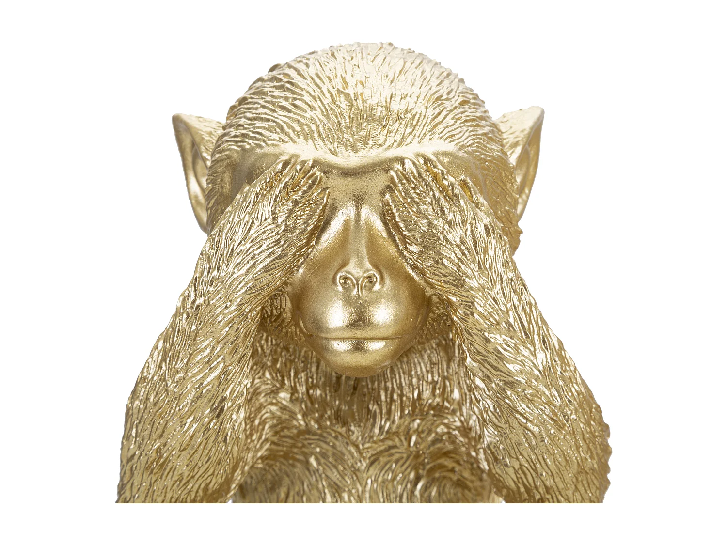 Set de 3 Singes - "Je ne Vois, Je ne Entends, Je ne Parle Pas", 13x14x19,5 cm, Doré