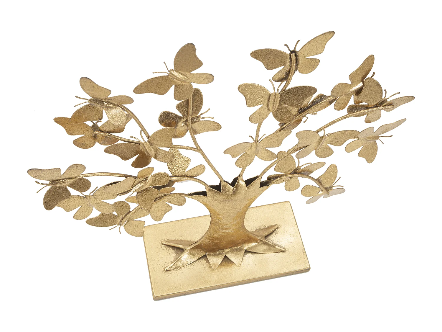 Albero della vita con farfalle in metallo dorato cm 31x8x30