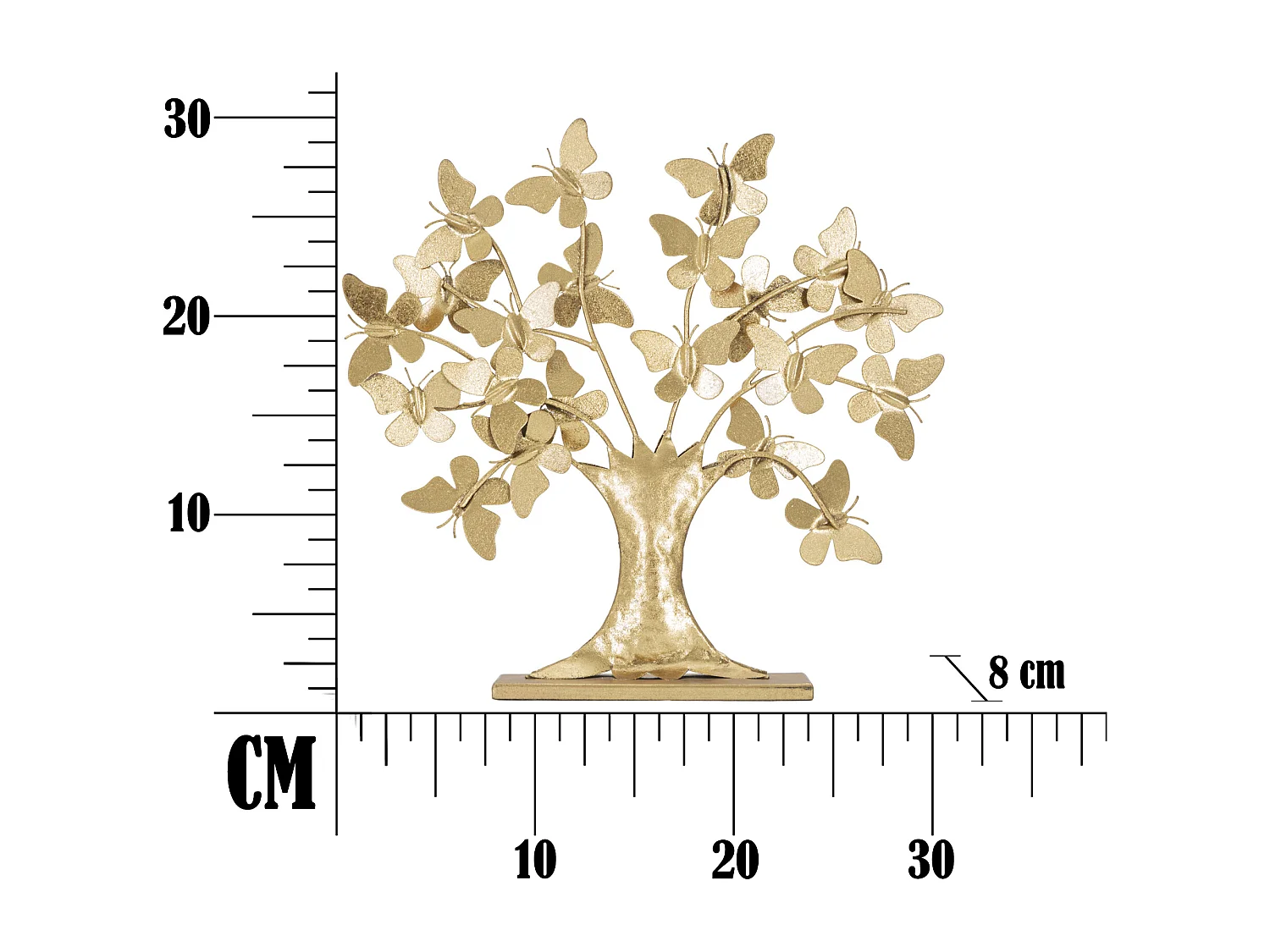 Albero della vita con farfalle in metallo dorato cm 31x8x30