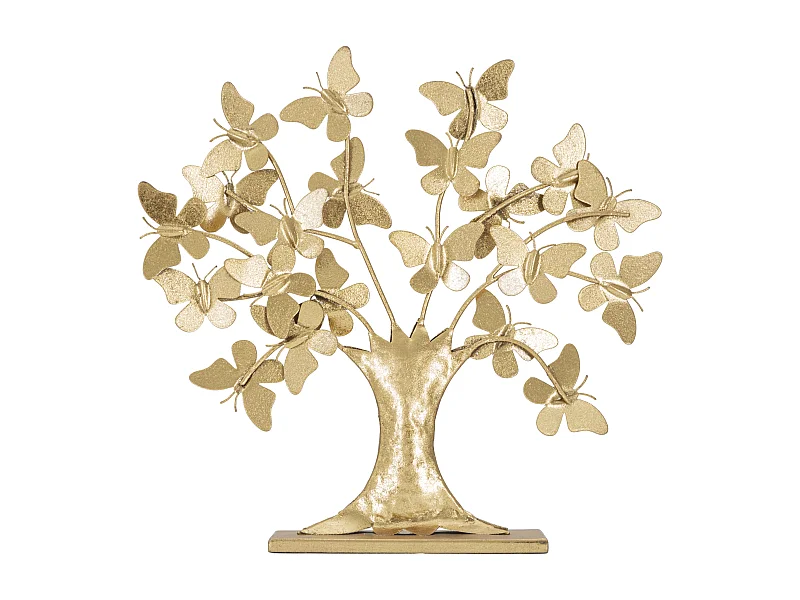 Albero della vita con farfalle in metallo dorato cm 31x8x30