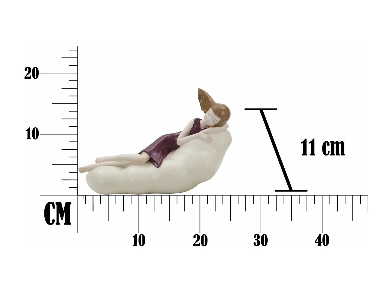 Statuette Fille sur Nuage "Dolly" 25cm Rouge Foncé