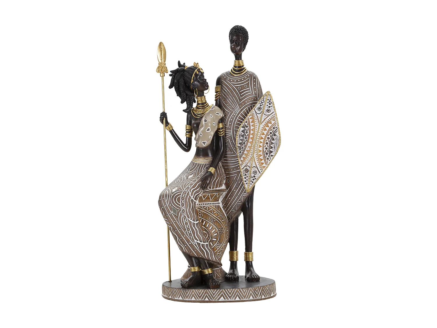 Statuette Déco Famille "Tribal Masai" 38cm Multicolore