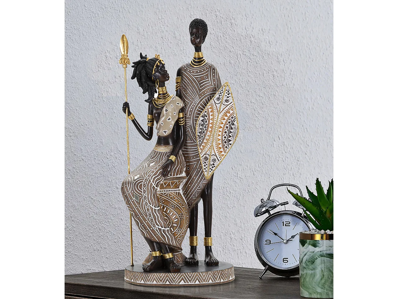 Statuette Déco Famille "Tribal Masai" 38cm Multicolore
