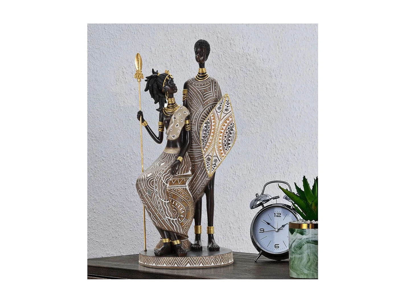 Statuette Déco Famille "Tribal Masai" 38cm Multicolore