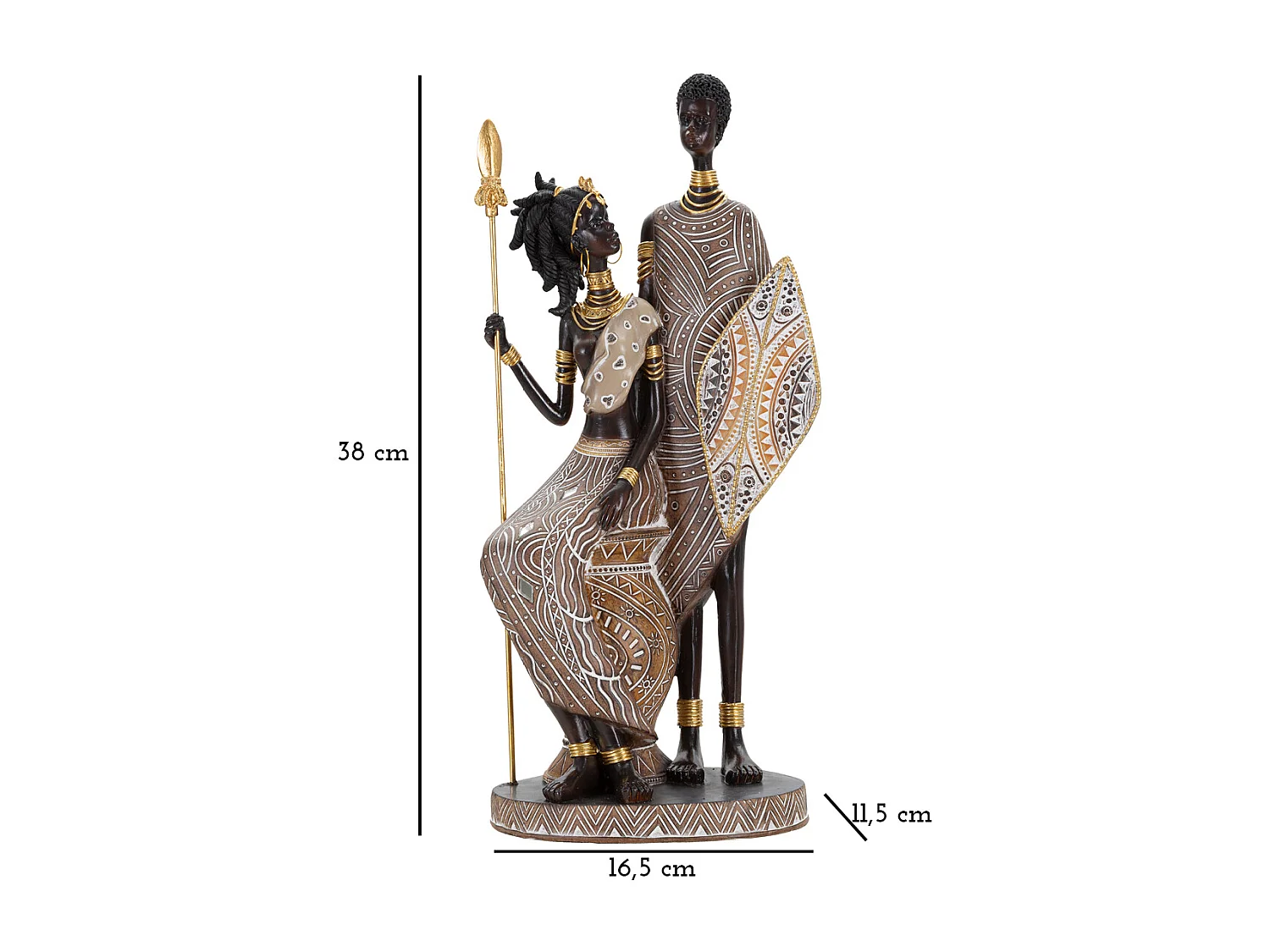Statuette Déco Famille "Tribal Masai" 38cm Multicolore