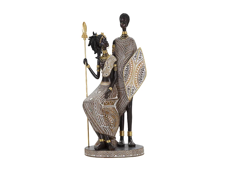 Statuette Déco Famille "Tribal Masai" 38cm Multicolore