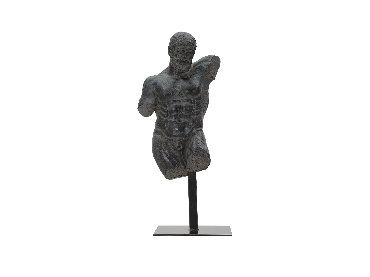 Sculpture en résine noire avec socle en métal 26x22x57,5 cm
