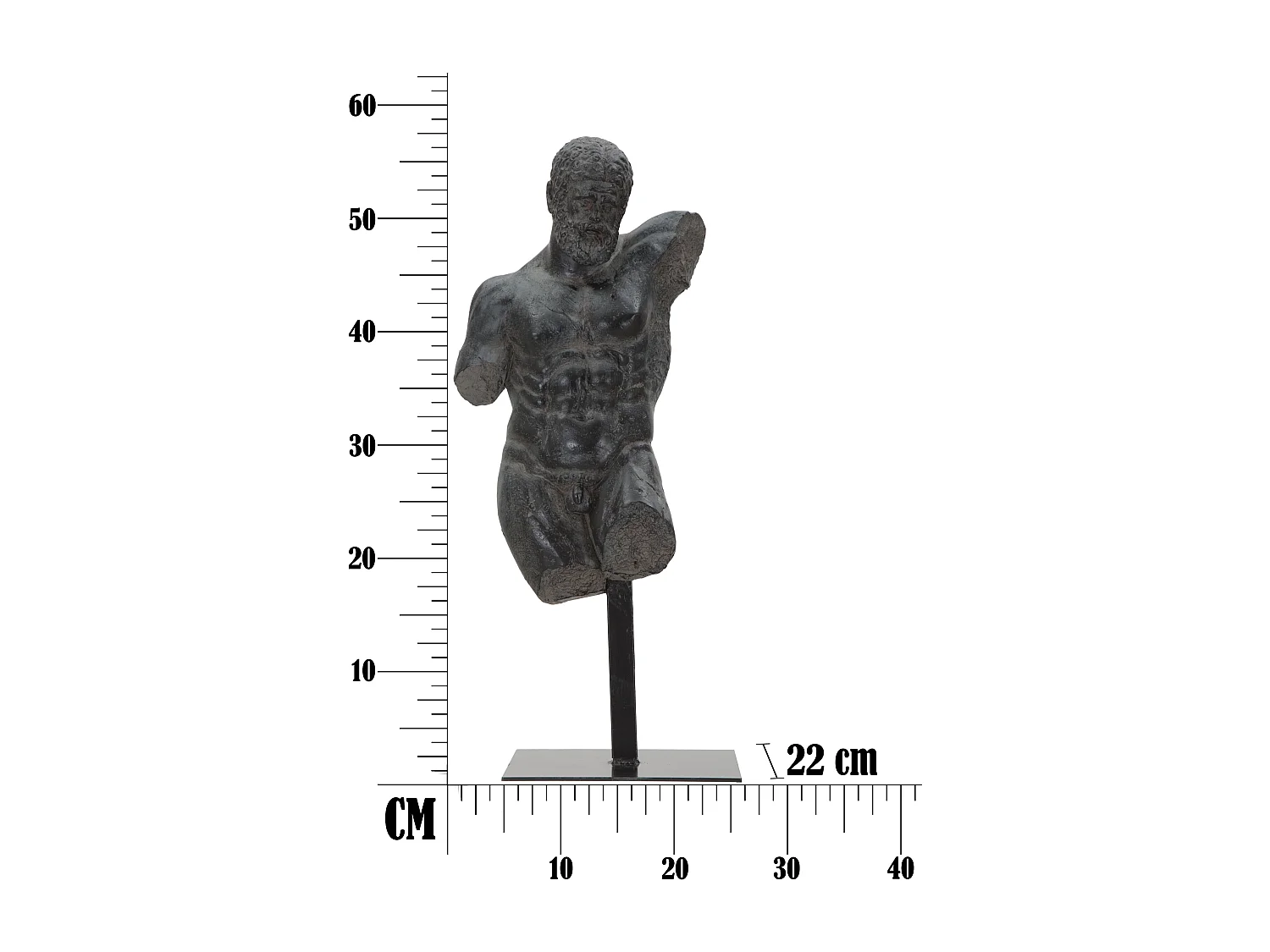 Statue Buste Masculin "Musée" 57cm Noir