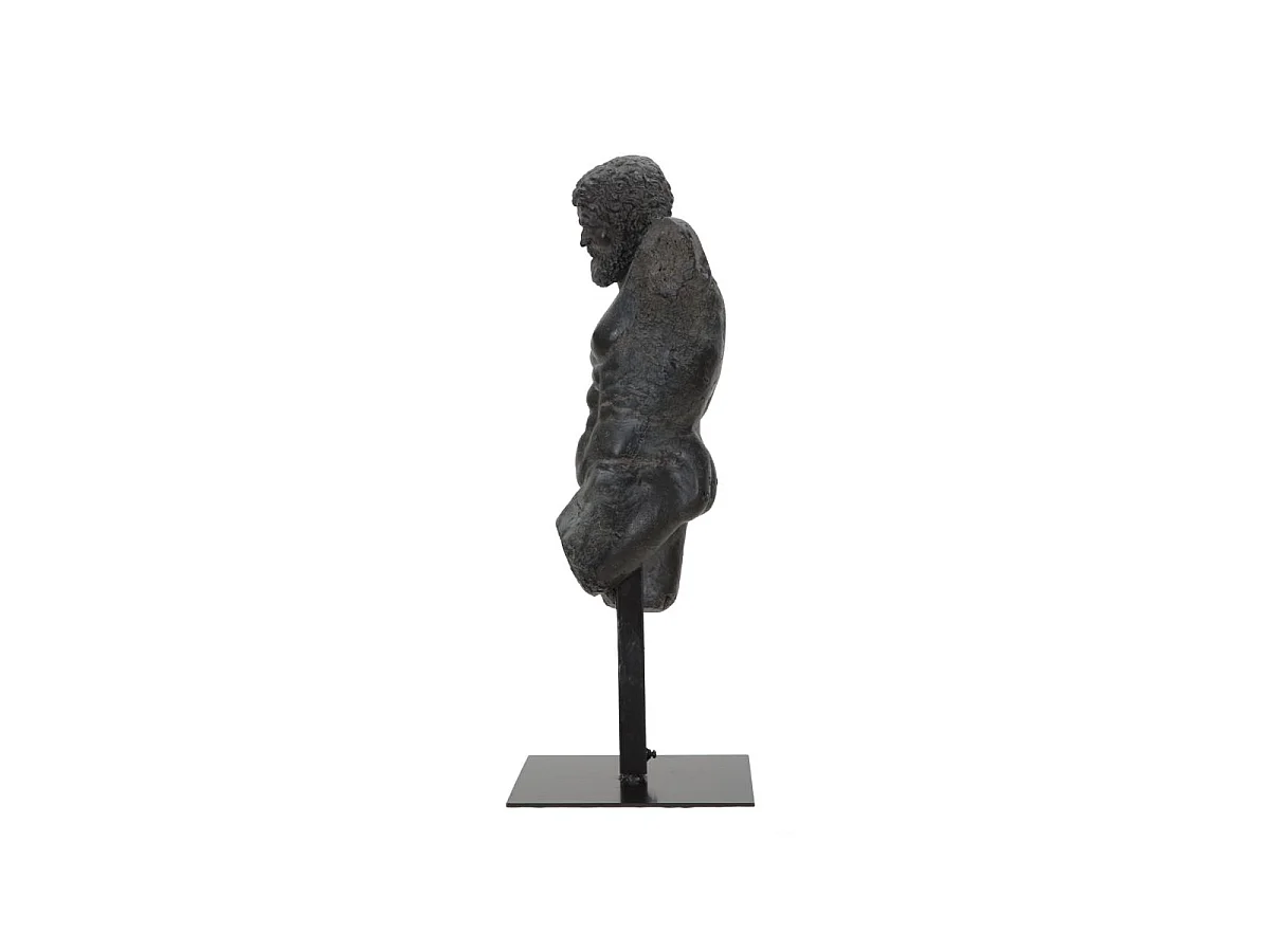 Zwarte harssculptuur met metalen voet 26x22x57,5 cm