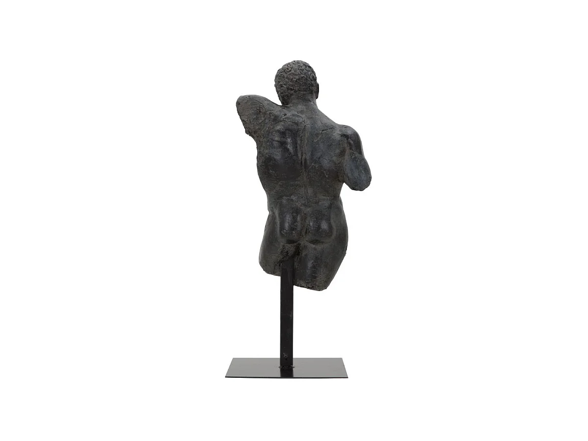Zwarte harssculptuur met metalen voet 26x22x57,5 cm