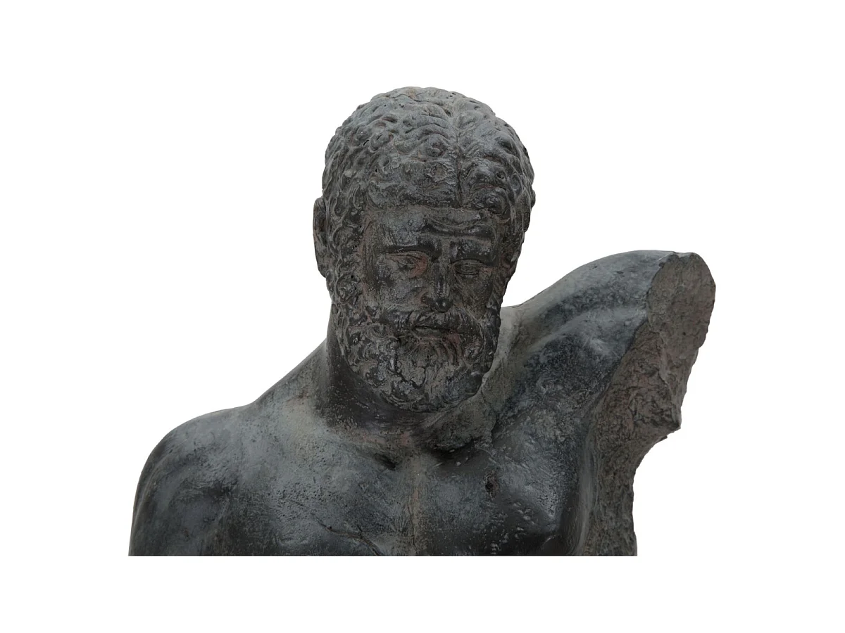 Zwarte harssculptuur met metalen voet 26x22x57,5 cm