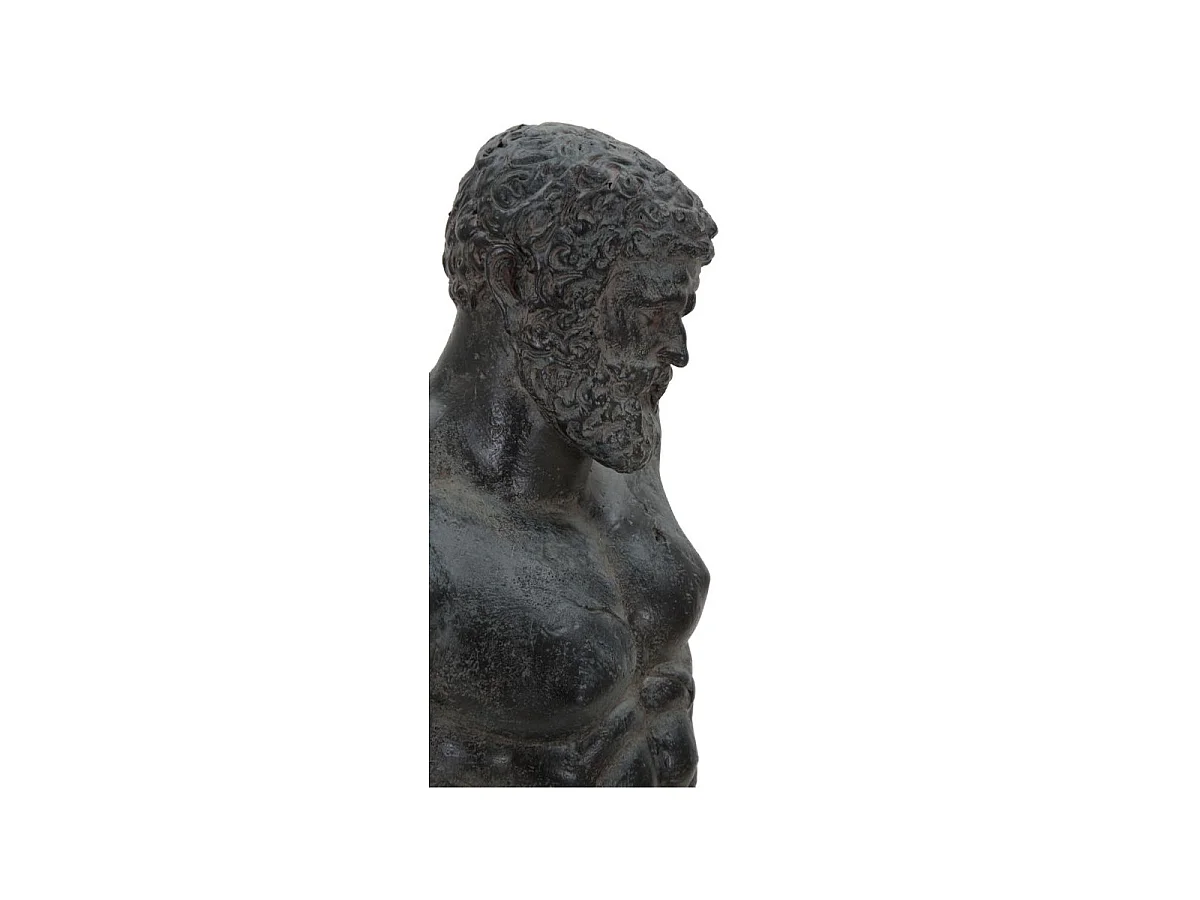 Zwarte harssculptuur met metalen voet 26x22x57,5 cm